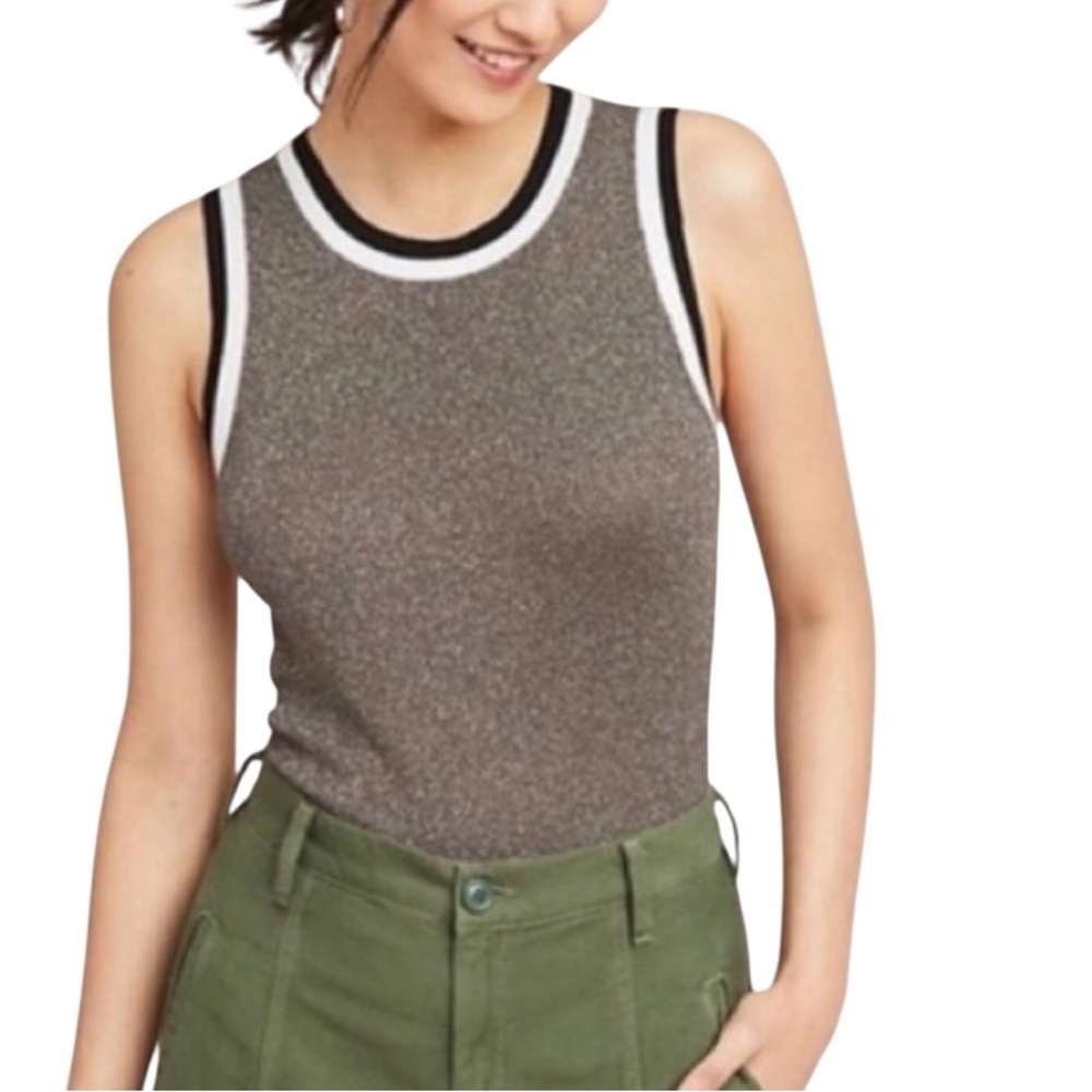 NWT $79🔥 Anthropologie Moth Valeria Metallic Tank Top Women’s Size Medium